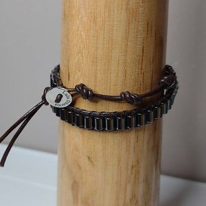 Dark Silver Tone And Brown 15 Inch Lulu Dharma Wrap Bracelet